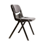 Szare krzesło biurowe/jadalniane z tapicerowanym zdejmowanym siedziskiem i oparciem, projekt Emilio Ambasa i Giancarlo Piretti dla Openark, Włochy, wzór z 1980 roku