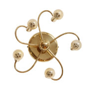 Złota pięcioramienna metalowa lampa sufitowa/plafon/kinkiet w stylu projektów Gaetano Sciolari, firma Honsel Leuchten, Niemcy, lata 70.