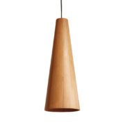 Jednopunktowa minimalistyczna lampa wisząca "Conus" (stożek) z drewna sosnowego, projekt Jørgen Wolff dla Torben Ørskow, Dania, projekt z 1958 roku