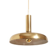 Metalowa okrągła jednopunktowa lampa sufitowa w kolorze starego złota, Sölken Leuchten, Niemcy, lata 60.