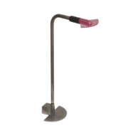 Metalowa szara jednopunktowa lampa podłogowa w stylu Memphis z regulowaną wysokością i ruchomym fioletowym kloszem, projekt Hans Von Klier dla Bilumen, Włochy, lata 80.