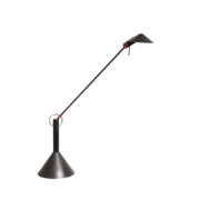 Czarna duża metalowo-plastikowa lampa biurkowa w stylu Memphis z długim ruchomym ramieniem, projekt Heico Linke dla firmy Brilliant Leuchten, Niemcy, lata 80.