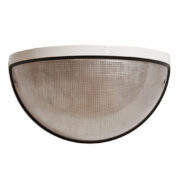 Duża biała metalowa dwupunktowa lampa ścienna/kinkiet TOTUM w kształcie ćwiartki kuli z fakturowym kloszem z półprzepuszczalnego tworzywa, projekt Marilena Boccato, Gian Nicola Gigante, Antonio Zambusi dla Zerbetto Padova, Włochy, wzór z 1976 roku