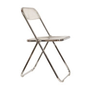 Składane lekkie krzesło "Plia" na metalowej chromowanej ramie z siedziskiem i oparciem z transparentnego tworzywa / ABS, projekt Giancarlo Piretti dla Anonima Castelli, Włochy, wzór z 1967 roku