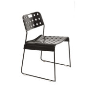 Czarne metalowe krzesło biurowe/jadalniane "Omstak",  projekt Rodney Kinsman dla Bieffeplast Padova, Włochy, lata 70.