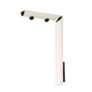 Smukły biały z czarnymi dodatkami minimalistyczny metalowy kinkiet/lampa ścienna "Daniela" w kształcie odwróconej litery "L", projekt Gianfranco Frattini dla firmy Luci, Włochy, lata 80.