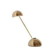 Nieduża złota metalowa jednopunktowa lampa biurkowa/nocna "Minikini" z ruchomym ramieniem i głowicą, projekt Roberto Barbieri i Giorgio Marianelli dla Tronconi illuminazione, Włochy, wzór z 1981 roku