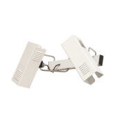 Dwupunktowa pozioma biała metalowa lampa ścienna/kinkiet z ruchomymi kloszami na chromowanej konstrukcji, Space Age, Włochy, lata 70