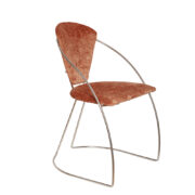 Rudo morelowe tapicerowane jadalniane/biurowe krzesło "Linda" na metalowej chromowanej konstrukcji, firma Arrben, Włochy, lata 80.