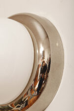 Jednopunktowa w kształcie kopuły okrągła szklana biała lampa ścienna/kinkiet/plafon ze srebrno-złotą melanżową oprawą z tworzywa sztucznego, Space Age, Sozzi Illuminazione, Włochy, lata 80. - obrazek 12