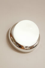 Jednopunktowa w kształcie kopuły okrągła szklana biała lampa ścienna/kinkiet/plafon ze srebrną oprawą z tworzywa sztucznego, Space Age, Sozzi Illuminazione, Włochy, lata 80. - obrazek 14