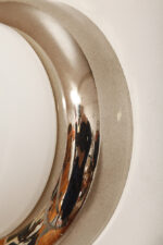 Jednopunktowa w kształcie kopuły okrągła szklana biała lampa ścienna/kinkiet/plafon ze srebrno-złotą melanżową oprawą z tworzywa sztucznego, Space Age, Sozzi Illuminazione, Włochy, lata 80. - obrazek 16