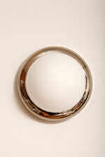 Jednopunktowa w kształcie kopuły okrągła szklana biała lampa ścienna/kinkiet/plafon ze srebrno-złotą melanżową oprawą z tworzywa sztucznego, Space Age, Sozzi Illuminazione, Włochy, lata 80. - obrazek 17