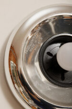 Jednopunktowa w kształcie kopuły okrągła szklana biała lampa ścienna/kinkiet/plafon ze srebrną oprawą z tworzywa sztucznego, Space Age, Sozzi Illuminazione, Włochy, lata 80. - obrazek 17