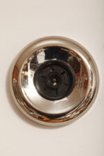 Jednopunktowa w kształcie kopuły okrągła szklana biała lampa ścienna/kinkiet/plafon ze srebrno-złotą melanżową oprawą z tworzywa sztucznego, Space Age, Sozzi Illuminazione, Włochy, lata 80. - obrazek 18