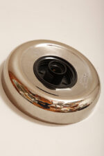 Jednopunktowa w kształcie kopuły okrągła szklana biała lampa ścienna/kinkiet/plafon ze srebrno-złotą melanżową oprawą z tworzywa sztucznego, Space Age, Sozzi Illuminazione, Włochy, lata 80. - obrazek 19