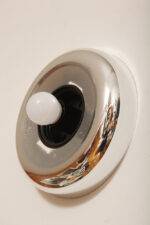 Jednopunktowa w kształcie kopuły okrągła szklana biała lampa ścienna/kinkiet/plafon ze srebrną oprawą z tworzywa sztucznego, Space Age, Sozzi Illuminazione, Włochy, lata 80. - obrazek 19