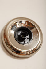 Jednopunktowa w kształcie kopuły okrągła szklana biała lampa ścienna/kinkiet/plafon ze srebrno-złotą melanżową oprawą z tworzywa sztucznego, Space Age, Sozzi Illuminazione, Włochy, lata 80. - obrazek 20