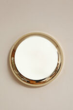 Jednopunktowa w kształcie kopuły okrągła szklana biała lampa ścienna/kinkiet/plafon ze złotą oprawą z tworzywa sztucznego, Space Age, Sozzi Illuminazione, Włochy, lata 80 - obrazek 5