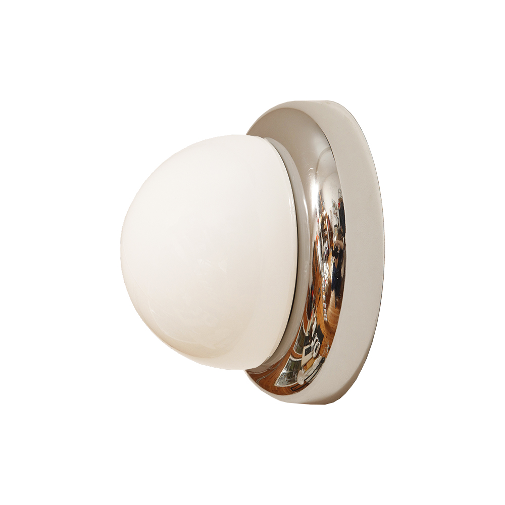 lampa retro, antique store warsaw, design shop, vintage ceiling lamp, design shop warsaw, white glass lamp, italian lamp, retro store, vintage wall lamp, design sklep warszawa, italian style, antyk sklep, design sklep, prl design, antique shop, lampa space age, antyk sklep warszawa, design store, lampa prl, antique store, wisząca lampa retro, italian vintage lamp, sklep retro, lampa vintage, design store warsaw, kinkiet vintage, space age wall lamp, retro shop warsaw, space age, mleczna lampa wiszaca, white lamp, włoski kinkiet vintage, retro sklep warszawa, space age lamp, lampa wiszca prl, retro shop, szklany kinkiet vintage, lampa, vintage shop warsaw, space age style, wisząca lampa vintage, vintage shop, szkło murano, lamp design, vintage store warsaw, vintage hanging lamp, vintage sklep warszawa, vintage store, vintage italian wall lamp, vintage lamp, retro store warsaw, retro lamp, antique shop warsaw, sklep vintage, vintage sconce, prl style, szklana lampa Jednopunktowa w kształcie kopuły okrągła szklana biała lampa ścienna/kinkiet/plafon ze srebrną oprawą z tworzywa sztucznego, Space Age, Sozzi Illuminazione, Włochy, lata 80. - obrazek 1