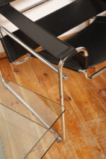 Czarny fotel "Wassily" / model B3 z konstrukcją z chromowanych rurek i naturalnej skóry, projekt Marcel Breuer, Bauhaus, Włochy, lata 80, wzór z 1925 roku, - obrazek 13