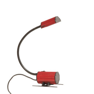 Jednopunktowa czerwono-czarna lampa biurkowa/nocna/lampa ścienna/kinkiet "Ciao 1170" z kloszem na ruchomym giętym ramieniu, projekt Ezio Didone dla firmy Arteluce, Włochy, lata 80.