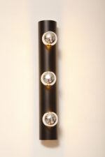 Smukła trzypunktowa aluminiowa cylindryczna czarna lampa ścienna/kinkiet o pionowej, lub poziomej orientacji, Targetti, Włochy, lata 80. - obrazek 22