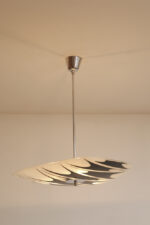 Asymetryczna mlecznobiało-czarna trzypunktowa szklana lampa sufitowa „Parasolka” malowana w geometryczne wzory, Kamenický Šenov, Czechosłowacja, lata 60. - obrazek 10