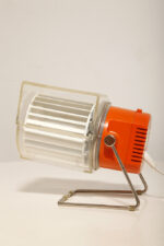 Biało pomarańczowy nieduży dwubiegowy wentylator biurkowy/biurowy z tworzywa sztucznego z ruchomą głowicą i przeźroczystym ruchomym kołnierzem, TYP QLII 7020.7, Niemiecka Republika Demokratyczna, lata 70. - obrazek 12