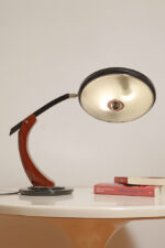 Metalowa dwupunktową lampa biurkowa "President" z ramieniem z litego palisandrowego drewna i czarnym kloszem, projekt Luis Pérez de la Oliva dla Fase, Hiszpania, lata 70. - obrazek 12