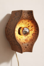 Brązowa cętkowana jednopunktowa nieduża ceramiczna lampa ścienna / kinkiet w stylu projektu Cari Zalloni dla Leola, Space Age, Niemcy, lata 70. - obrazek 12