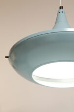 Jednopunktowa ażurowa niebieska metalowa lampa sufitowa "UFO" w stylu Space Age, Polam Wieliczka, Polska, lata 70-90. - obrazek 12