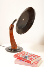 Metalowa dwupunktową lampa biurkowa "President" z ramieniem z litego palisandrowego drewna i czarnym kloszem, projekt Luis Pérez de la Oliva dla Fase, Hiszpania, lata 70. - obrazek 13