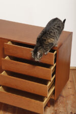 Dębowa szafka/komoda z czterema głębokimi szufladami po prawej stronie, TYP U 458, projekt Jiri Jiroutek dla Interier Praha, Czechosłowacja, lata 60. - obrazek 14