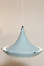 Jednopunktowa ażurowa niebieska metalowa lampa sufitowa "UFO" w stylu Space Age, Polam Wieliczka, Polska, lata 70-90. - obrazek 13