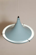 Jednopunktowa ażurowa niebieska metalowa lampa sufitowa "UFO" w stylu Space Age, Polam Wieliczka, Polska, lata 70-90. - obrazek 14