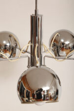 Rozłożysta cała metalowa długa pięciopunktowa chromowana lampa sufitowa z regulowaną długością zwisu, Space Age, Włochy, lata 60/70. - obrazek 15