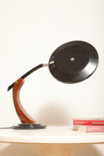 Metalowa dwupunktową lampa biurkowa "President" z ramieniem z litego palisandrowego drewna i czarnym kloszem, projekt Luis Pérez de la Oliva dla Fase, Hiszpania, lata 70. - obrazek 15