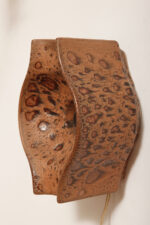 Brązowa cętkowana jednopunktowa nieduża ceramiczna lampa ścienna / kinkiet w stylu projektu Cari Zalloni dla Leola, Space Age, Niemcy, lata 70. - obrazek 15