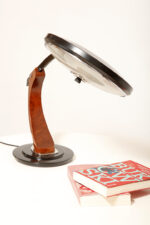 Metalowa dwupunktową lampa biurkowa "President" z ramieniem z litego palisandrowego drewna i czarnym kloszem, projekt Luis Pérez de la Oliva dla Fase, Hiszpania, lata 70. - obrazek 17