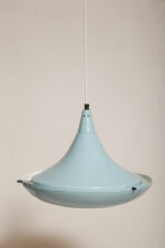 Jednopunktowa ażurowa niebieska metalowa lampa sufitowa "UFO" w stylu Space Age, Polam Wieliczka, Polska, lata 70-90. - obrazek 17