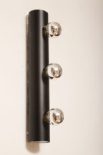 Smukła trzypunktowa aluminiowa cylindryczna czarna lampa ścienna/kinkiet o pionowej, lub poziomej orientacji, Targetti, Włochy, lata 80. - obrazek 30