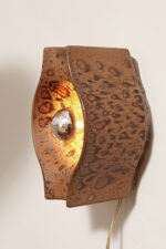 Brązowa cętkowana jednopunktowa nieduża ceramiczna lampa ścienna / kinkiet w stylu projektu Cari Zalloni dla Leola, Space Age, Niemcy, lata 70. - obrazek 18