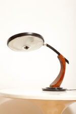 Metalowa dwupunktową lampa biurkowa "President" z ramieniem z litego palisandrowego drewna i czarnym kloszem, projekt Luis Pérez de la Oliva dla Fase, Hiszpania, lata 70. - obrazek 19