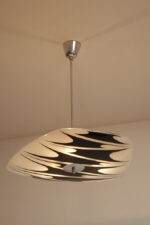 Asymetryczna mlecznobiało-czarna trzypunktowa szklana lampa sufitowa „Parasolka” malowana w geometryczne wzory, Kamenický Šenov, Czechosłowacja, lata 60. - obrazek 18