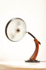 Metalowa dwupunktową lampa biurkowa "President" z ramieniem z litego palisandrowego drewna i czarnym kloszem, projekt Luis Pérez de la Oliva dla Fase, Hiszpania, lata 70. - obrazek 20