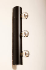 Smukła trzypunktowa aluminiowa cylindryczna czarna lampa ścienna/kinkiet o pionowej, lub poziomej orientacji, Targetti, Włochy, lata 80. - obrazek 32