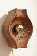 Brązowa cętkowana jednopunktowa nieduża ceramiczna lampa ścienna / kinkiet w stylu projektu Cari Zalloni dla Leola, Space Age, Niemcy, lata 70. - obrazek 20