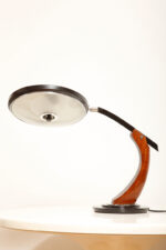 Metalowa dwupunktową lampa biurkowa "President" z ramieniem z litego palisandrowego drewna i czarnym kloszem, projekt Luis Pérez de la Oliva dla Fase, Hiszpania, lata 70. - obrazek 2
