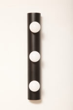 Smukła trzypunktowa aluminiowa cylindryczna czarna lampa ścienna/kinkiet o pionowej, lub poziomej orientacji, Targetti, Włochy, lata 80. - obrazek 2